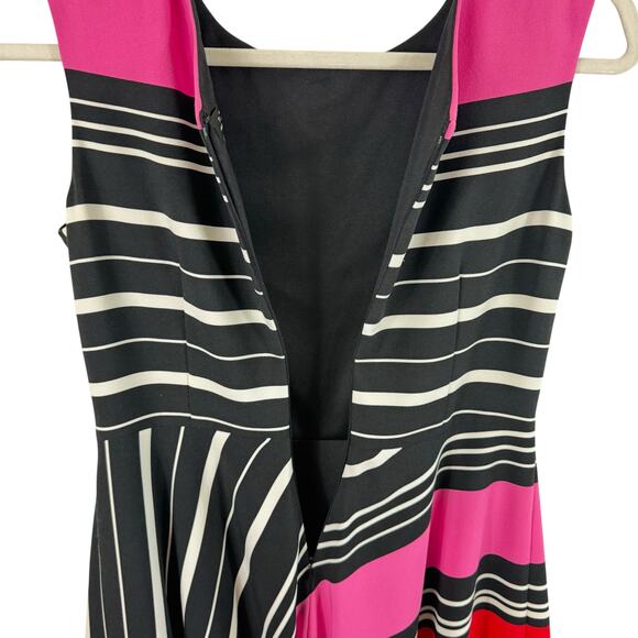 Tahari ASL NWT Colorful Striped Knee Length Fit & Flare Sleeveless Dress Size 10 - Picture 5 of 9